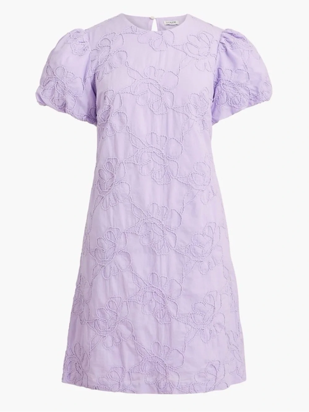 J. Crew Purple Lilac Eyelet puff-sleeve Cotton Mini Dress sz 14